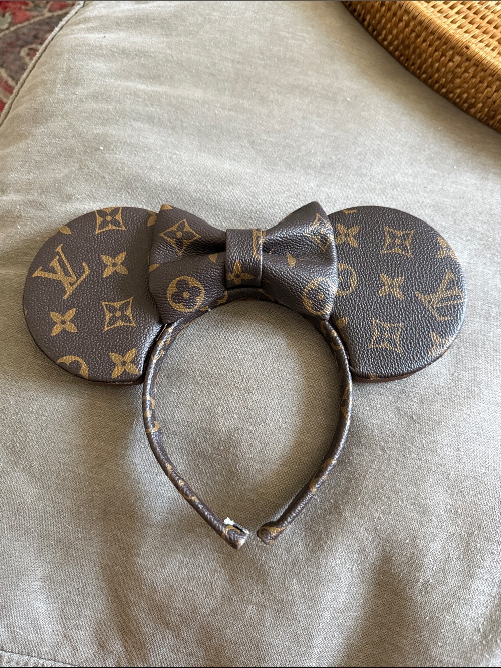 Designer-Inspired Brown Monogram  Mouse Ears Headband